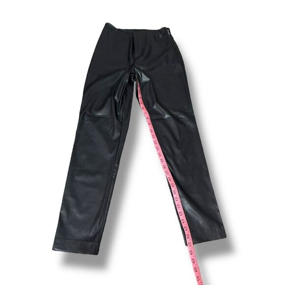 NWT French Connection Black Faux Leather Straight Leg Pants | Size 8 - Picture 5 of 9